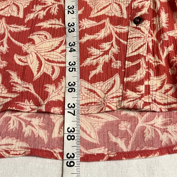 Knox Rose Red Floral Sleeveless Button Front Dress M Rayon Smocked Boho Summer - Picture 9 of 9